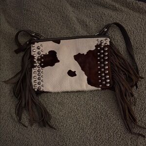 American West Cowhide Fringe Crossbody Bag